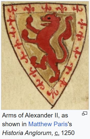 Arms of Alexander II, as shown in Matthew Paris's Historia Anglorum, c. 1250