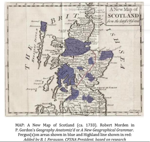 Map of Fergusson in 1700s